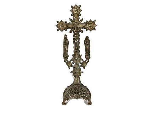 Standing Spelter Crucifix Cross Saint John Saint Mary Magdalene Golgotha Apostl