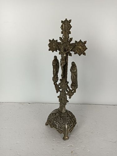 Standing Spelter Crucifix Cross Saint John Saint Mary Magdalene Golgotha Apostl photo Art