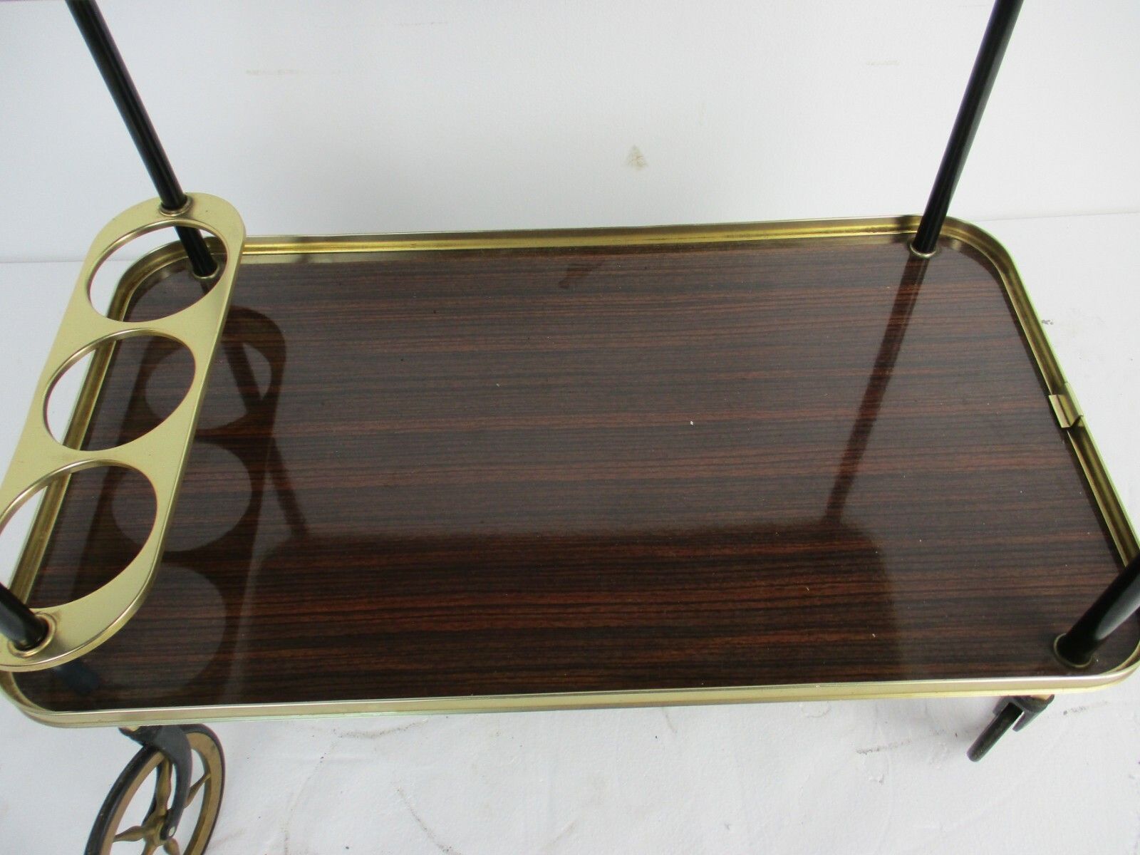 Bar Cocktail Tea Entertainment Cart Trolley Kitchen Island Veneer Retro Barware photo Furniture