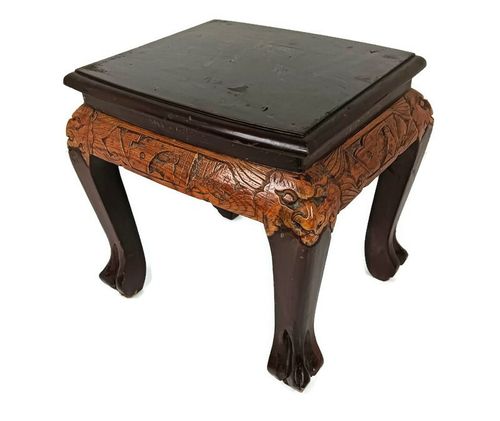 Hand Carved Wooden Chinese Hall Console Table Pedestal Bonsai Stand Low Dragon