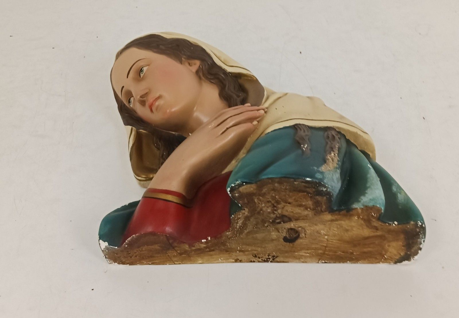 Art Virgin Mary Madonna Blessed Virgin Plaster Statue Bust Plaster Art Deco 1920s An photo