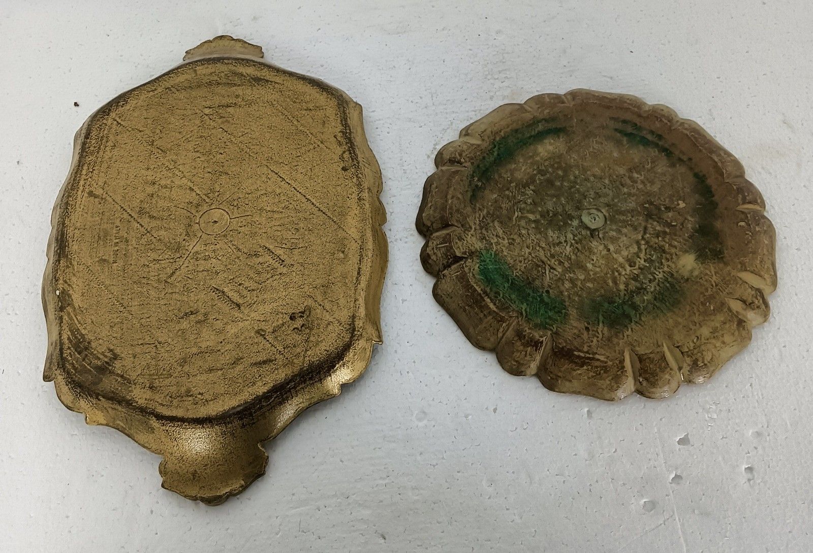 Set Of 2 Mid Century Italy Hollywood Regency Florentine Serving Trays Small Resi photo Home Decor