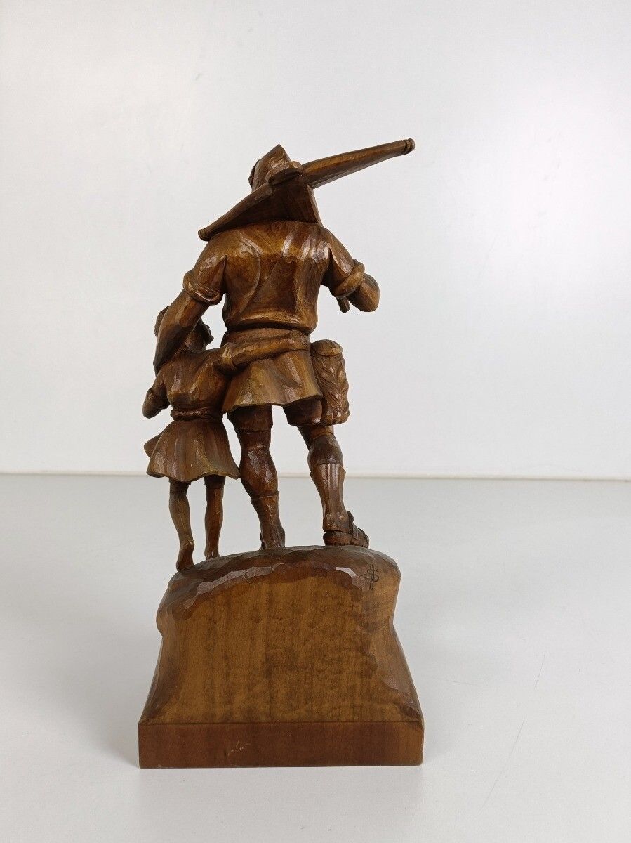 Antique Wooden Statue Of Wilhelm Tell With His Son Brienz, 1890s Sculpture Signe photo 466.0
