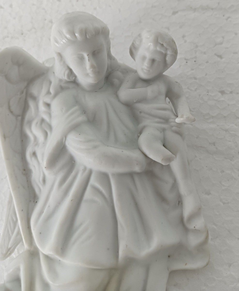 Beautiful Antique Wall Hanging Holy Water Font, Vessel Bisque, Porcelain, Angel photo furniture
