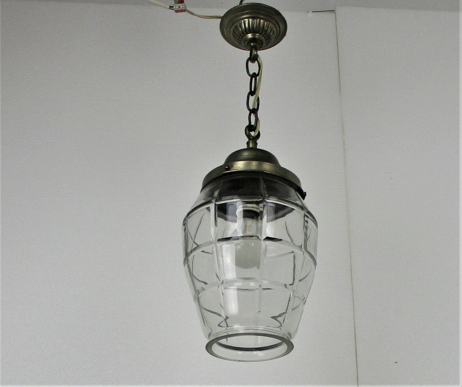 Chandelier Pendant Light Etched  Intaglio Glass  Shadeornate Art Deco Style photo for sale