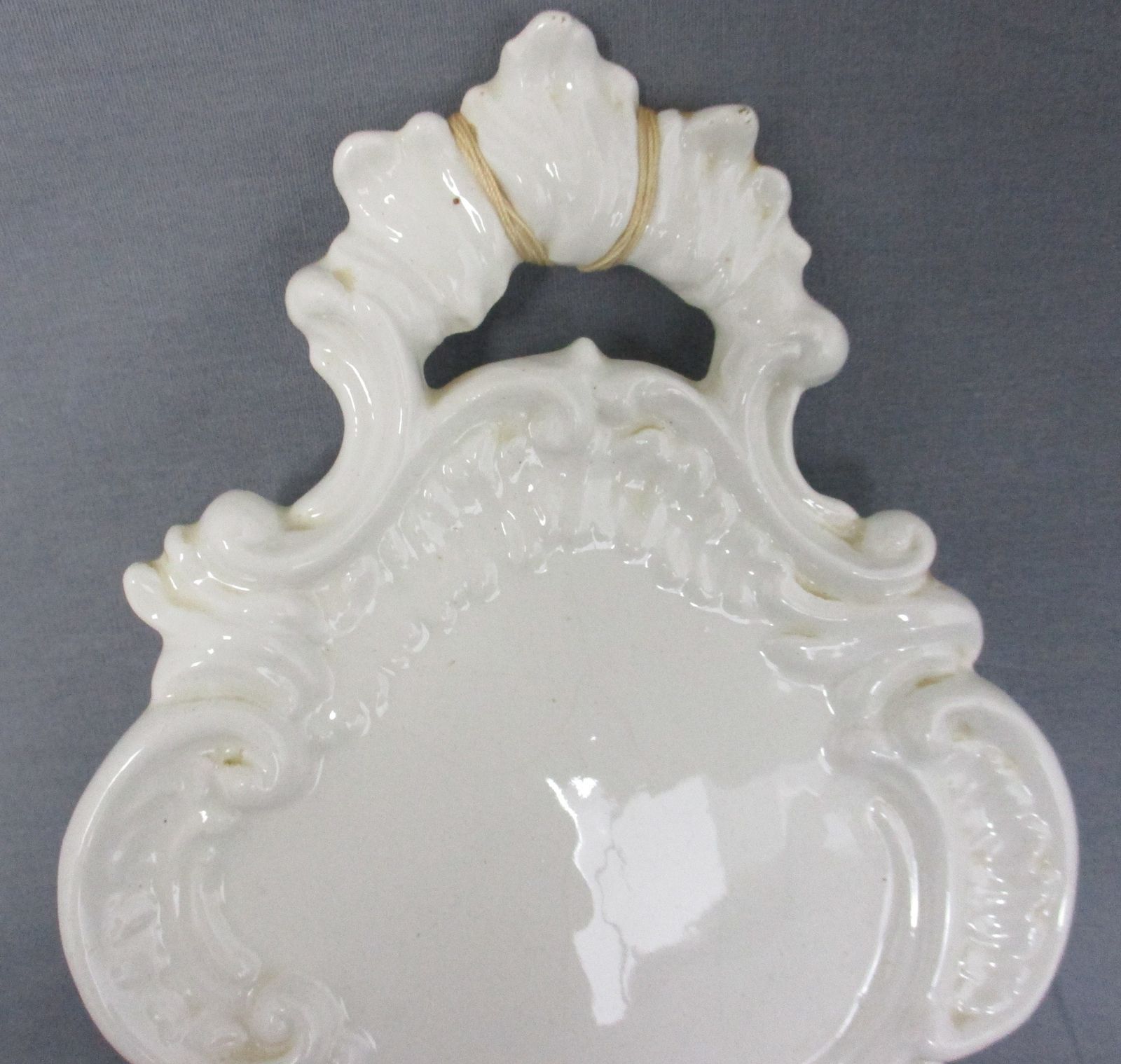 Antique  Holy Water Font Vessel Bisque Angel White Lovely Collector Htf photo for sale