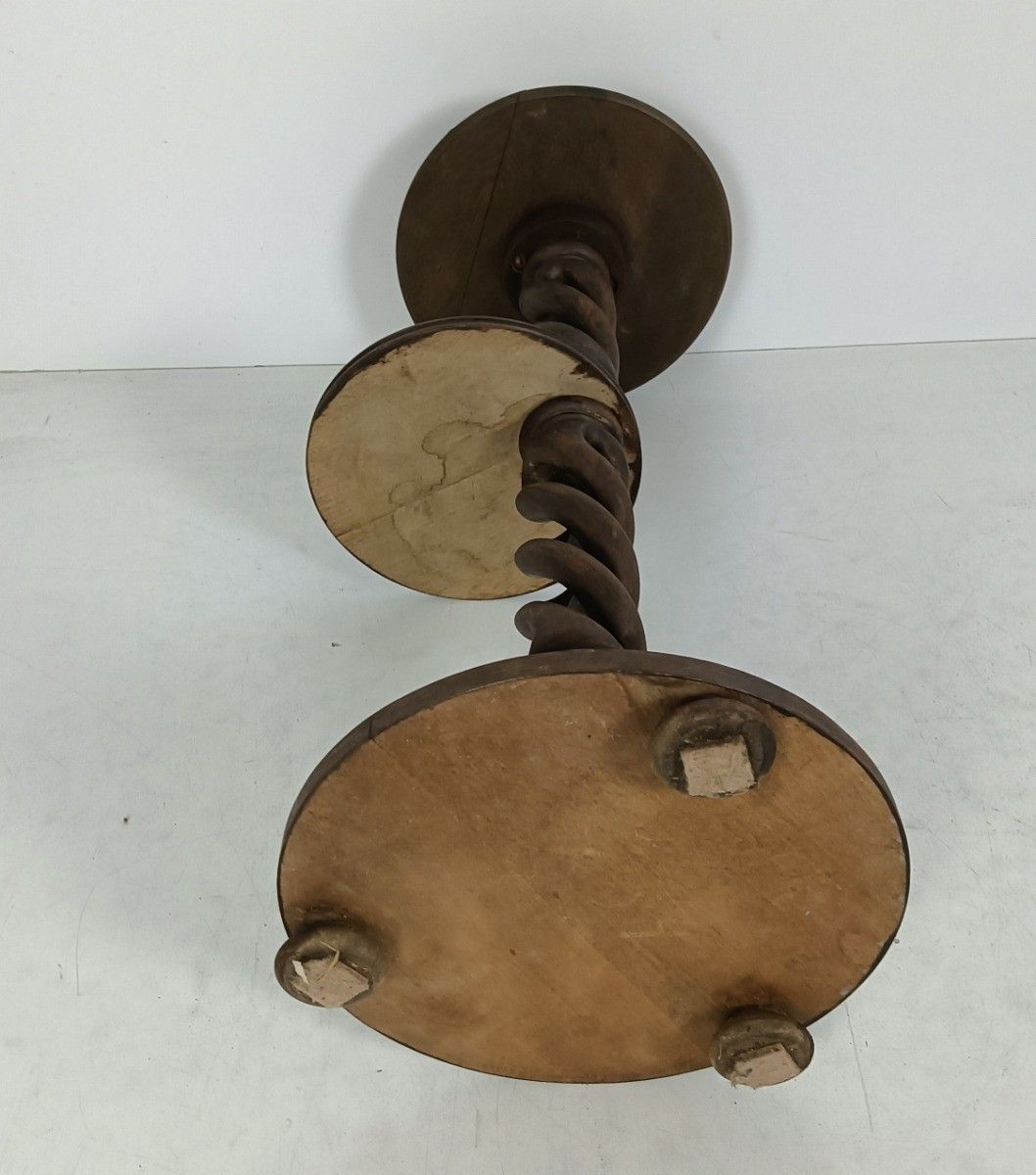 Open Barley Twist Carved Wooden Pedestal Plant Stand Two Tier Side Table Beautif photo buy