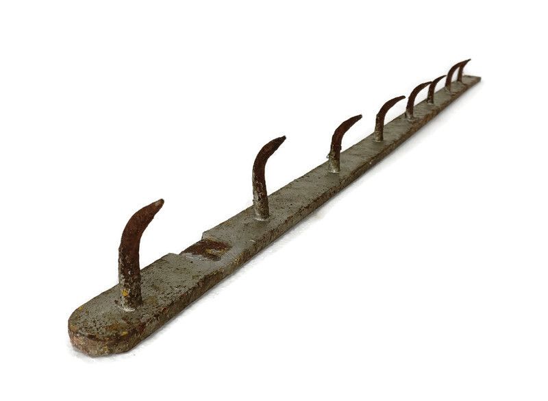 Xl Antique French Butcher Rack Iron  Hooks Primitive Industrial Kitchen Rustic A
