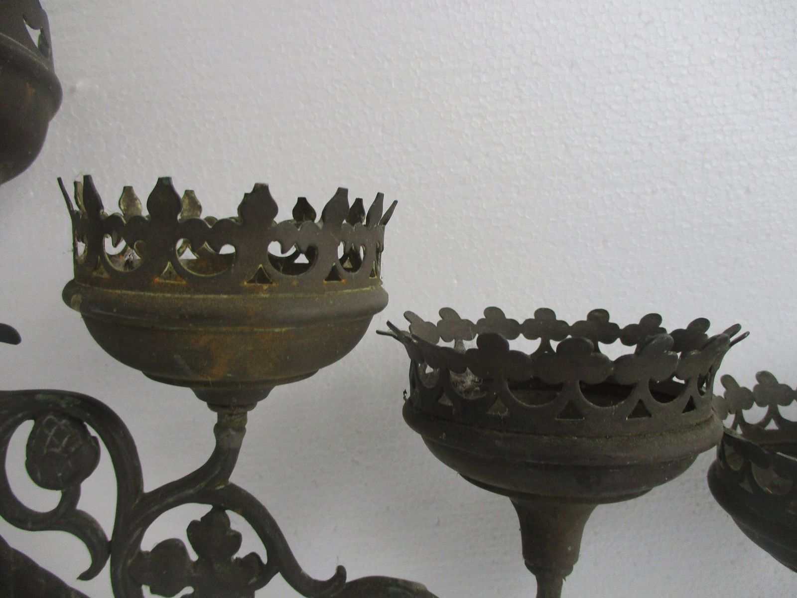 Antique Candelabra Candle Holder 7 Arms Church Chapel Brass Large photo for sale
