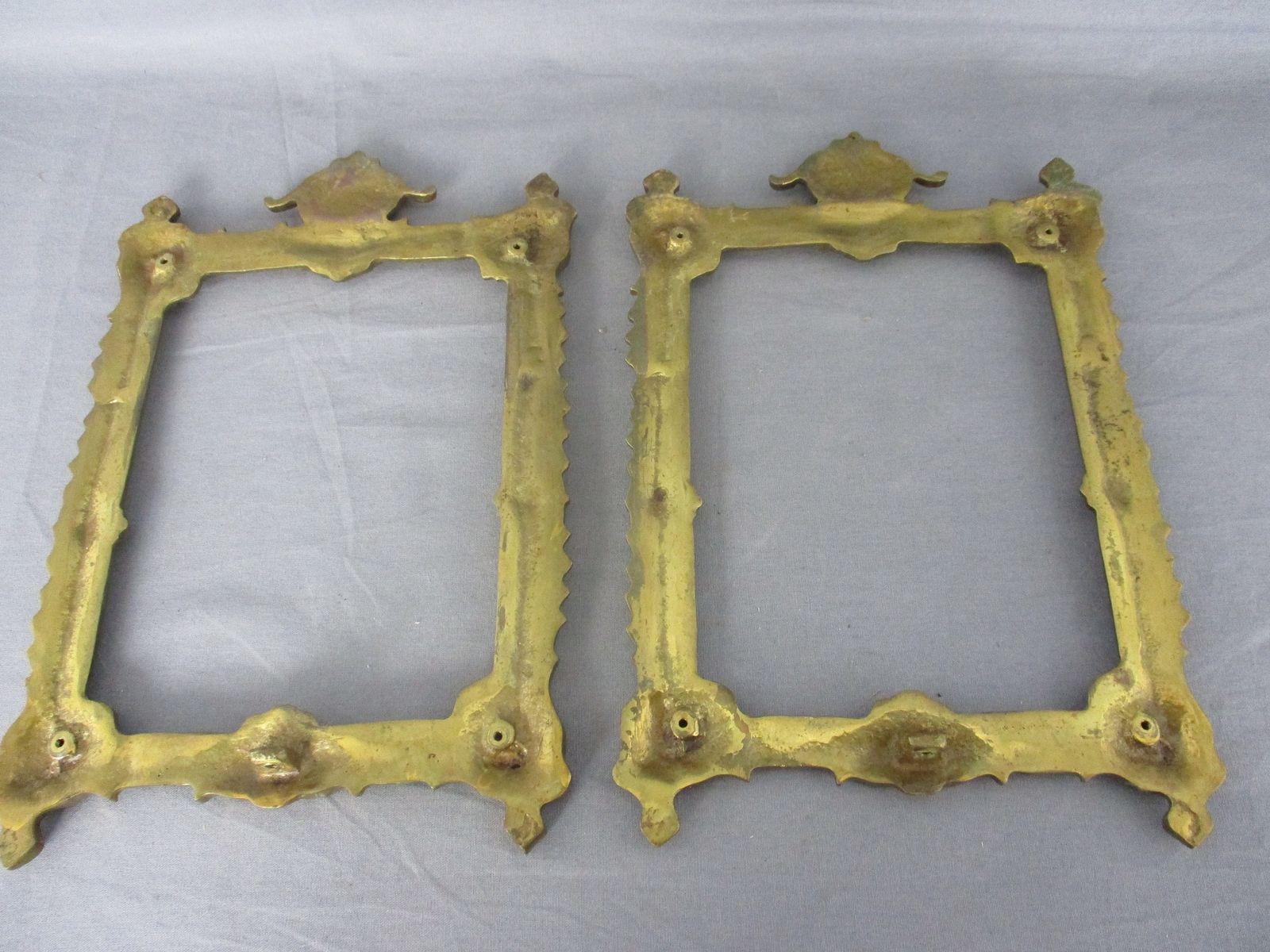 Couple Pair Art Nouveau  Antique Brass Picture Frames Ornate photo 121.0