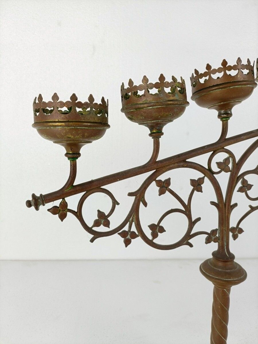 Candle Holder Brass Ornate Hollywood Regency Style Stylish Candelabra Leafs 5 Ar photo Home Decor