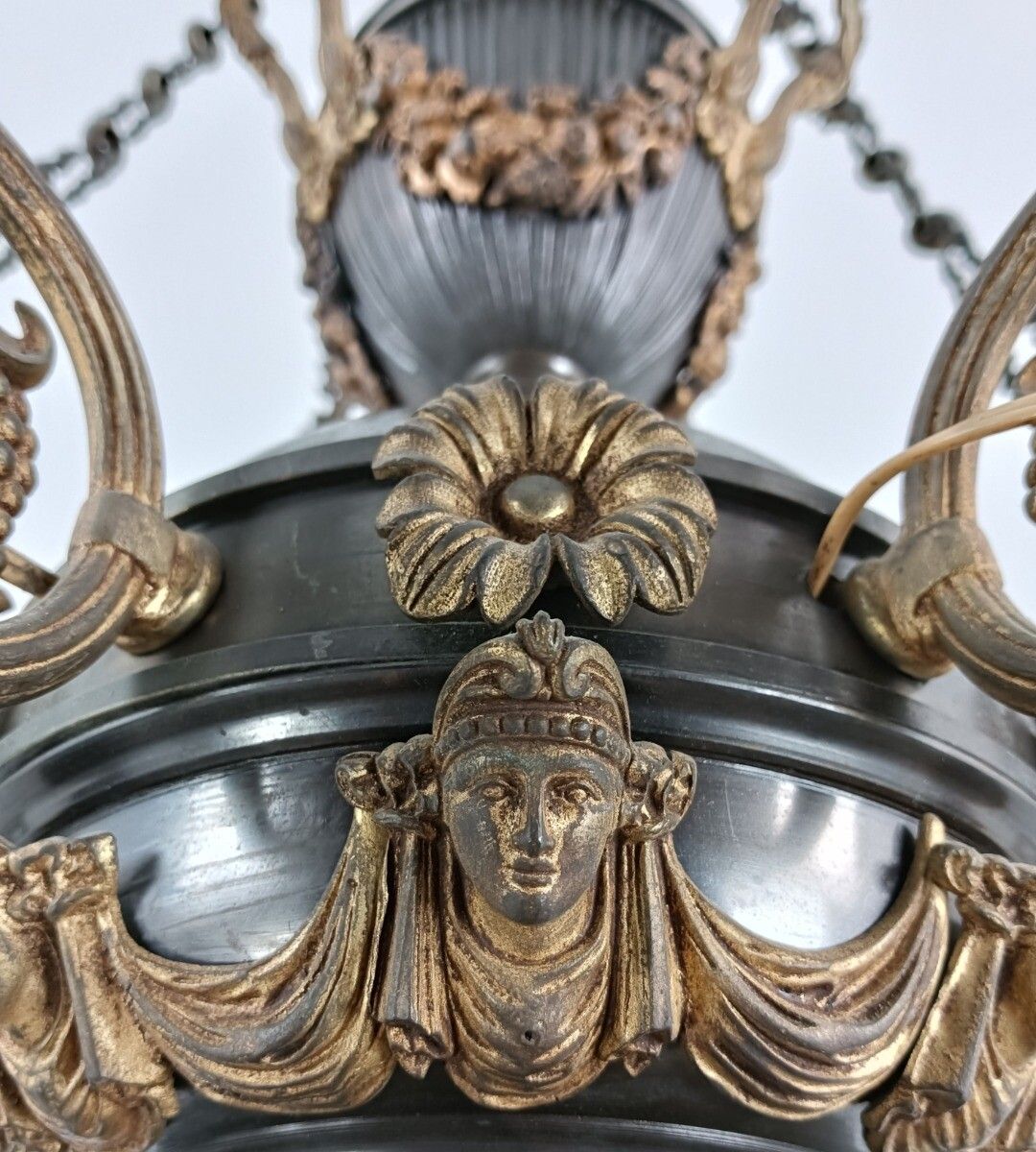 Stunning Chandelier Antique Art Nouveau French Cariatides Snake Guirlandes 6 Lig photo vinterior