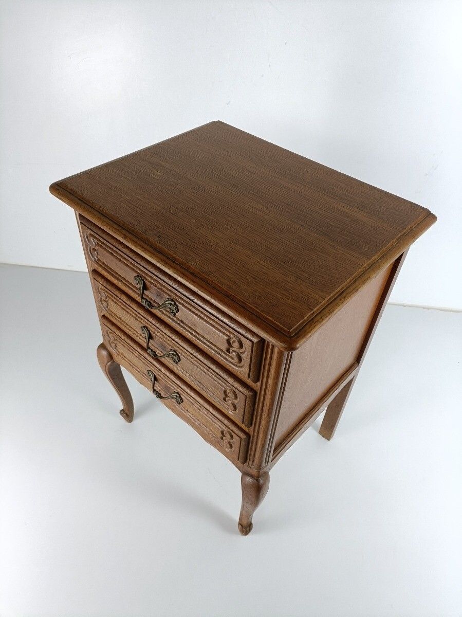 Louis XVI Style Bedside End Table Cabinet Nightstand Wood Chest Of Drawers 3 Dra photo buy