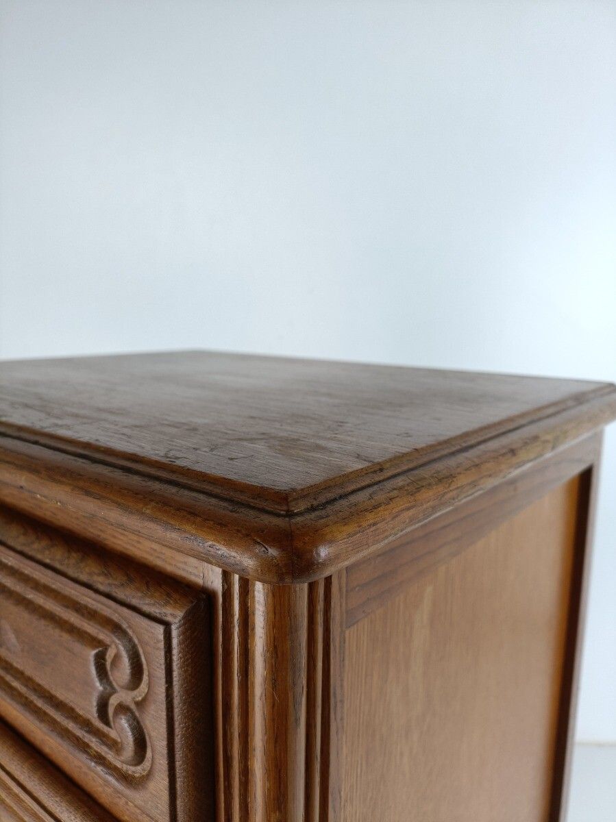 Louis XVI Style Bedside End Table Cabinet Nightstand Wood Chest Of Drawers 3 Dra photo vintage