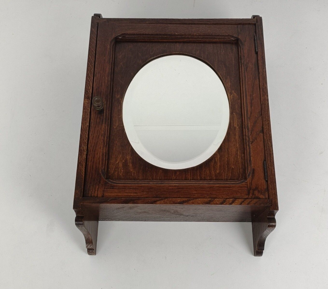 Medicine Cabinet Apothecary Kitchen Bathroom Wood Oval Beveled Glass Mirror Gorg photo 445.0