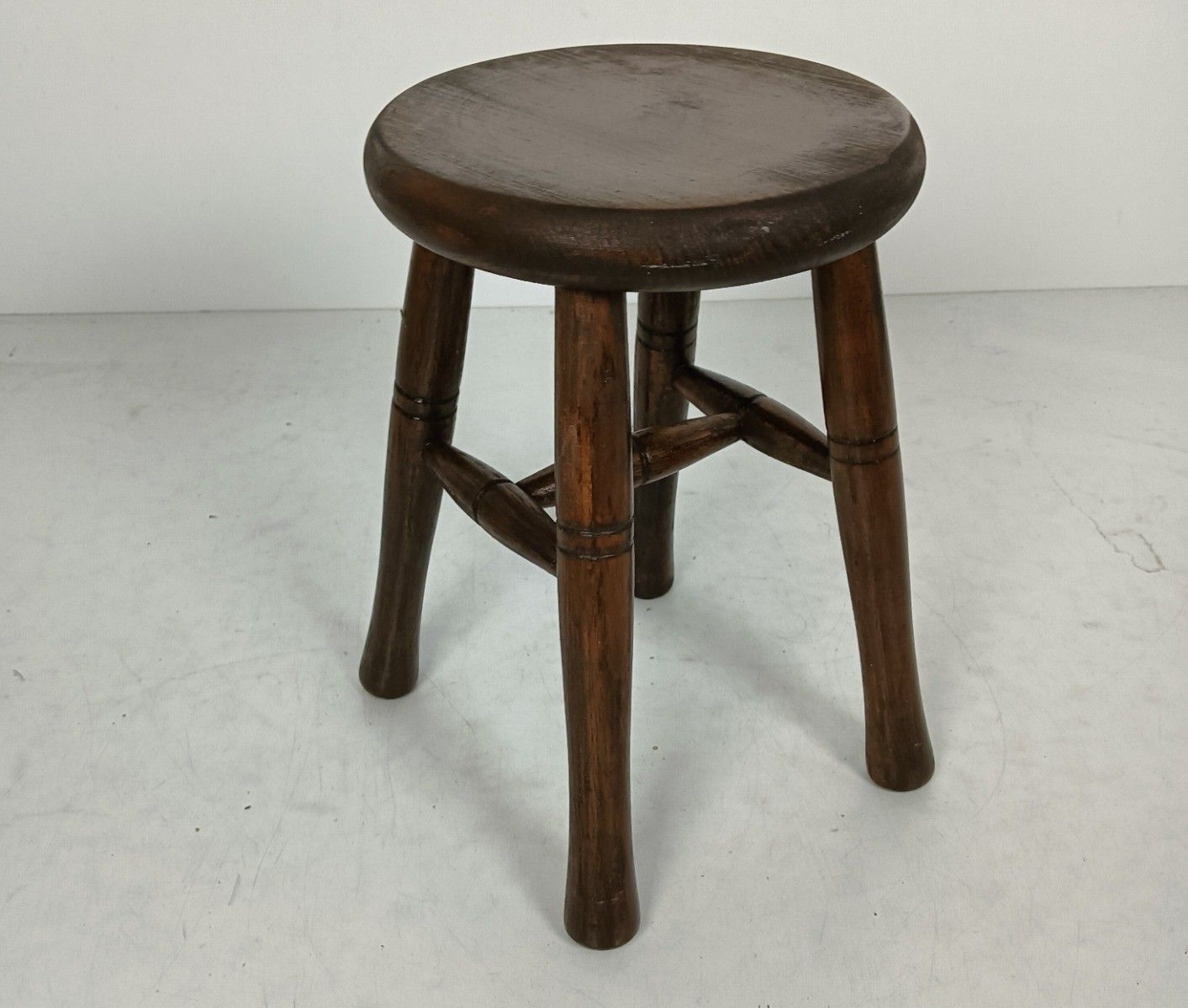Small Antique Milking Stool Carved Wood Plant Stand Bonsai Table Barn Style photo Furniture