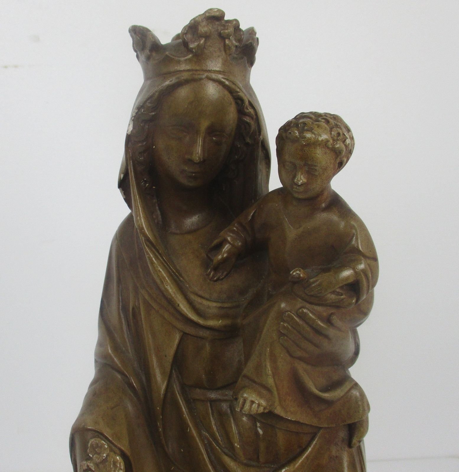 Statue Virgin Mary Our Lady Madonna With Infant Jesus Large Plaster 20.86&Quot photo furniture