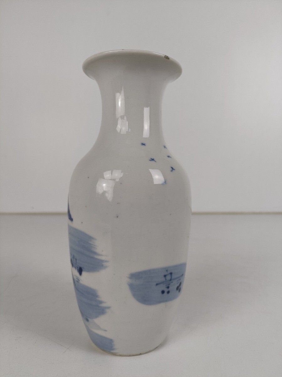 Antique Japanese Blue White Vase Hand Painted Decorative photo Home Decor