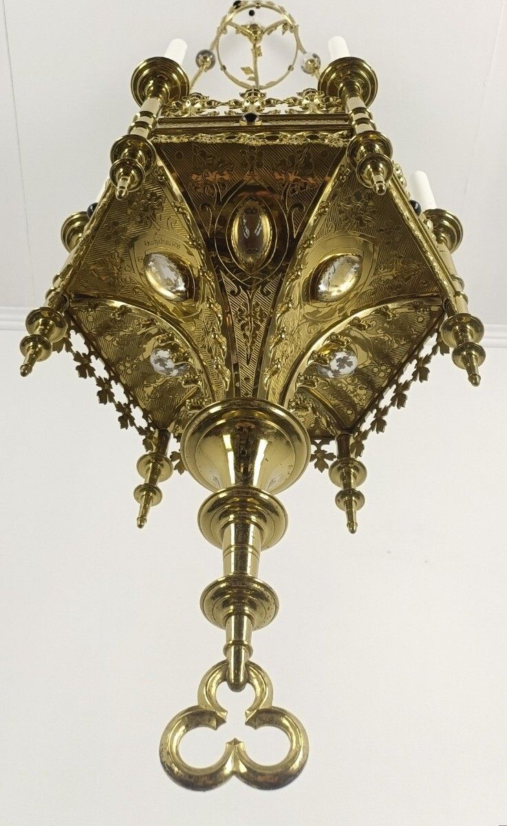 photo furniture Impressive Neo Gothic Bronze Gold Gilded Chandelier Castle Joseph Wilmotte Golds