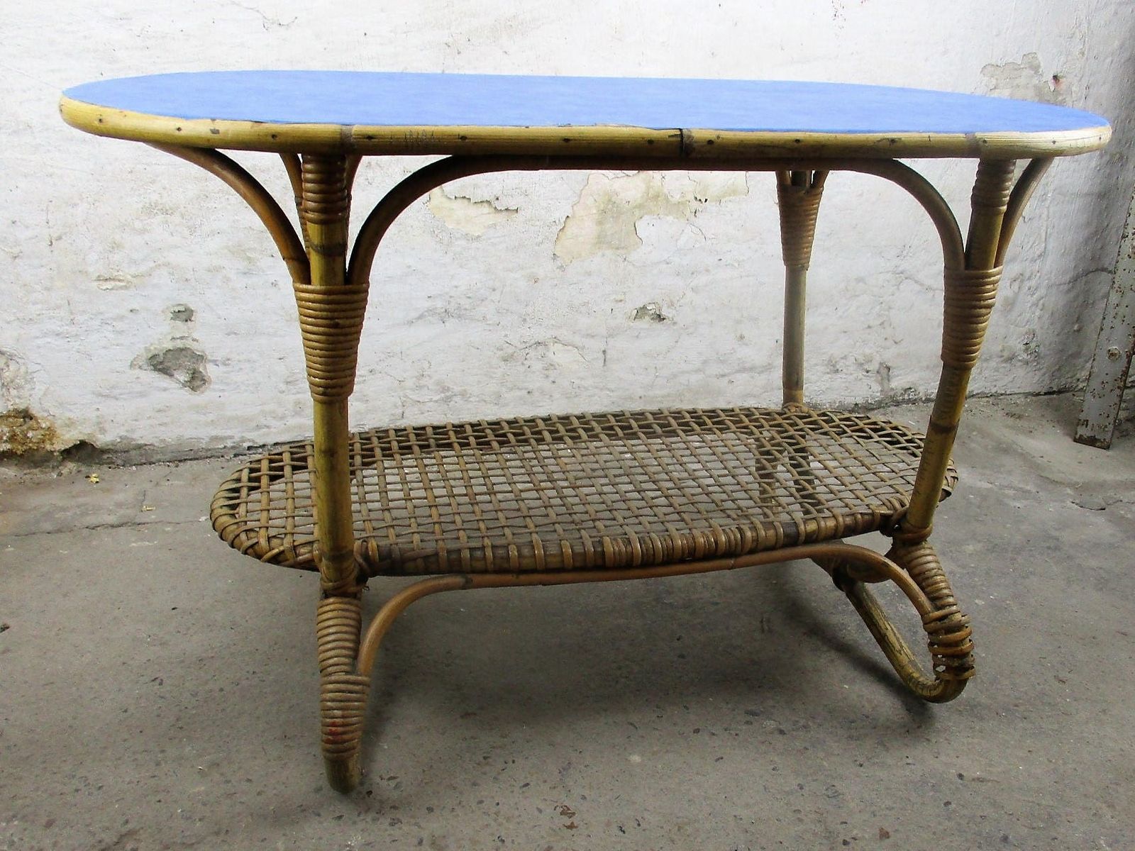 Small Vintage Coffee Table Side Occasional Table Rattan Bohemian Hobo Chic photo 125.0