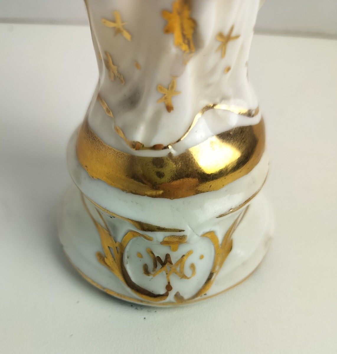 Antique 1900 Vieux Paris Porcelain Bisque Statue Virgin Mary Madonna With Infant photo Art