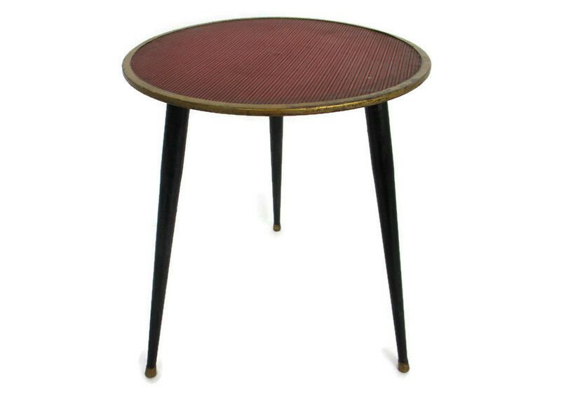 Small Side Table Mid Century  Modernist Coffee Table Plant Stand Brass Funky