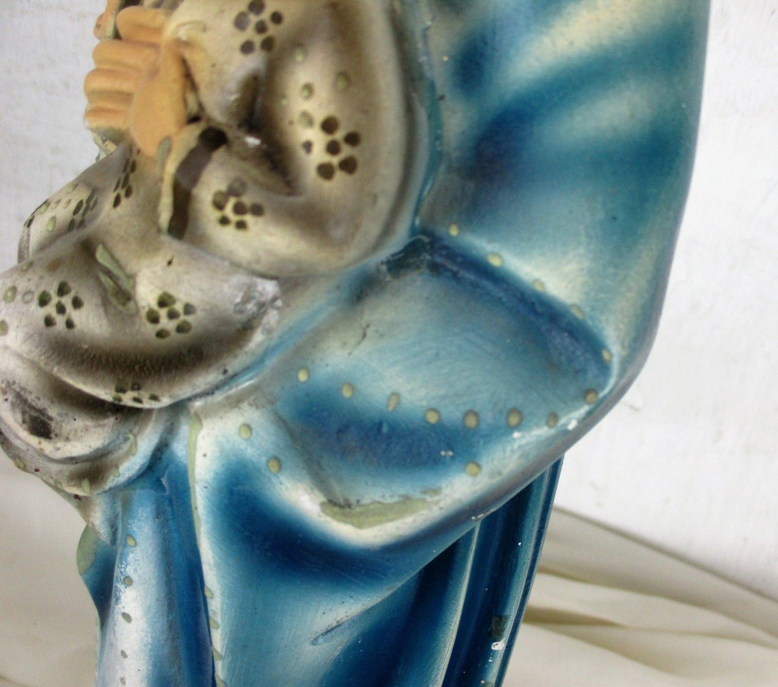 Antique Polychrome Madonna Infant Child Statue Plaster  Neo Gothic 1900 Marked photo buy
