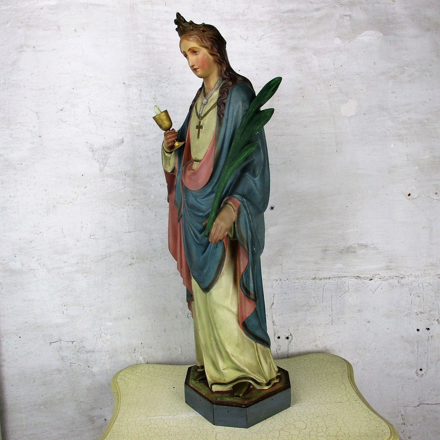 Xl Church Chapel Antique Plaster Statue Saint Barabara Great Martyr Holy Helpe photo vinterior