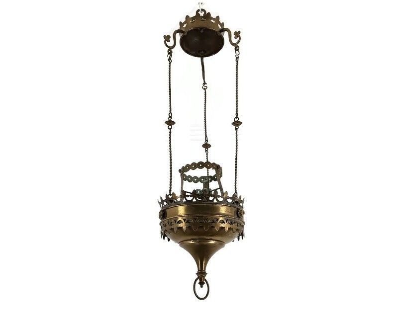 Antique  Brass  Gods Lamp Light Ceiling Fixture Chandelier Pendant 19th Century