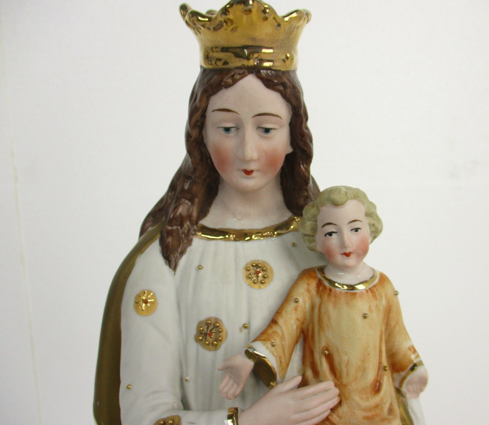 Antique Porcelain Bisque Statue Virgin Mary Our Lady Madonna Infant Jesus  Htf photo furniture