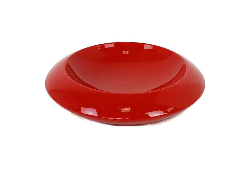 Pino Spagnolo For Sicart Italy, 1960/70's Space Age Dish Bowl Collector Red Ce