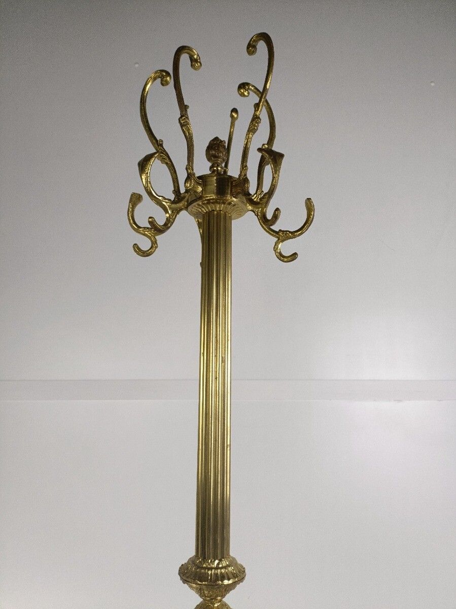 Mid Century Modern Cast Brass Hall Tree Coat Hat Rack Marble Base Eyecatcher Lio photo buy