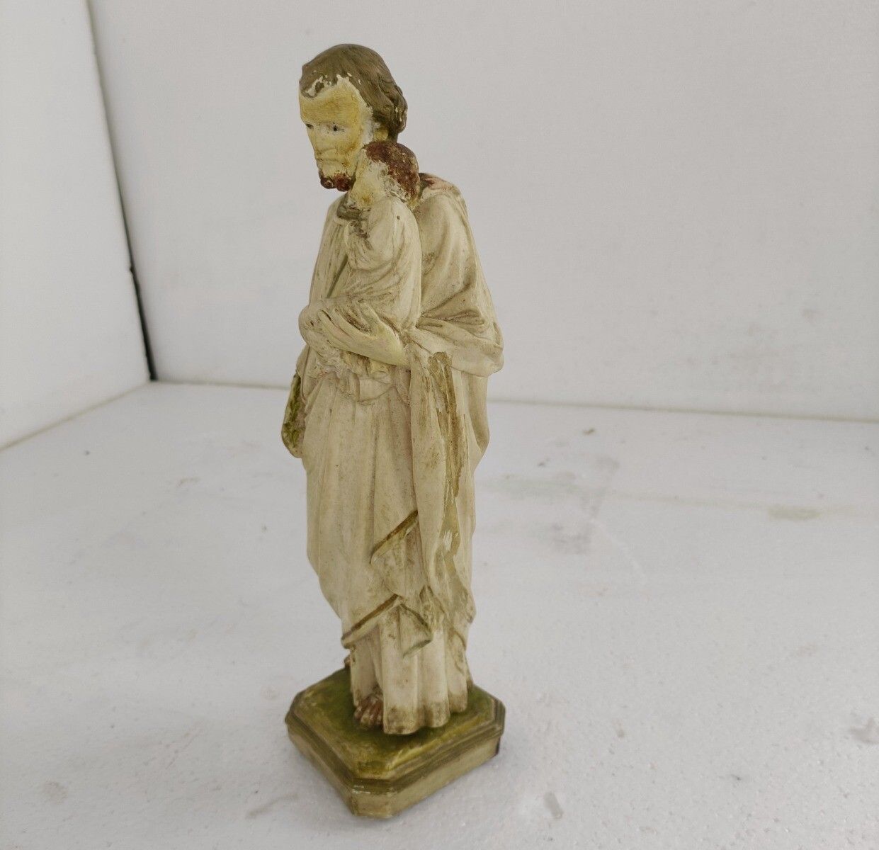 Statue Saint Joseph Protector Of Homes  Infant Jesus Statue  Lillies Plaster Vin photo Art