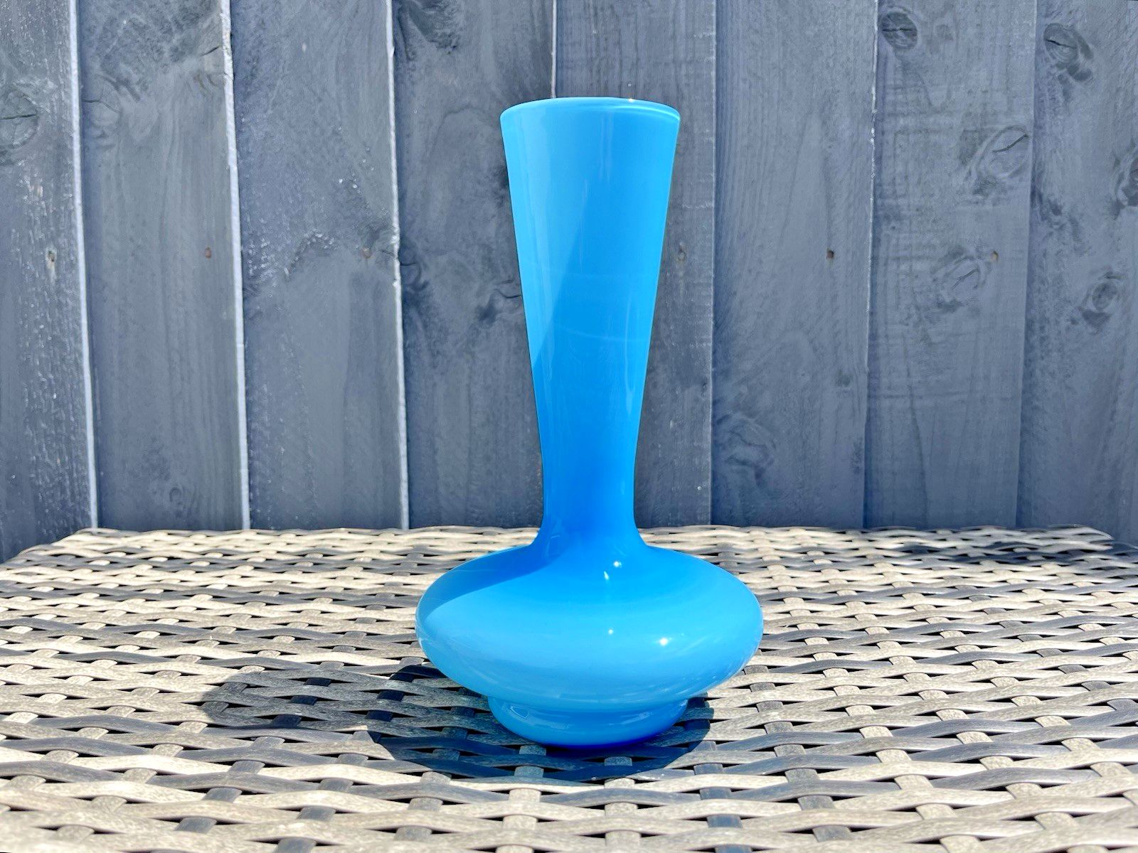 Space Age Sky Blue Italian Empoli Cased Glass Vase 70's Mid Century Scandi Style photo buy