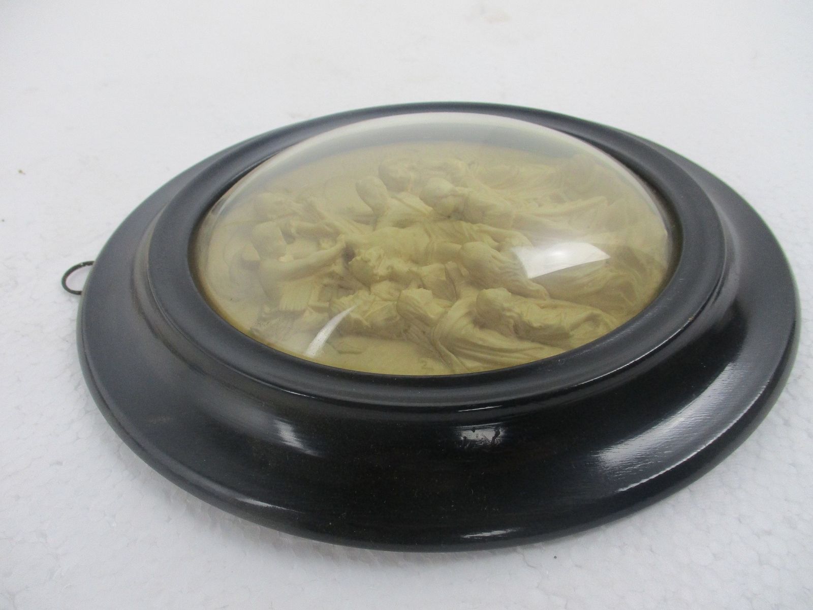 Antique Oval Ornate Wooden Frame  Convex Glass Dome Jesus Christ Descent From Th photo Home Decor