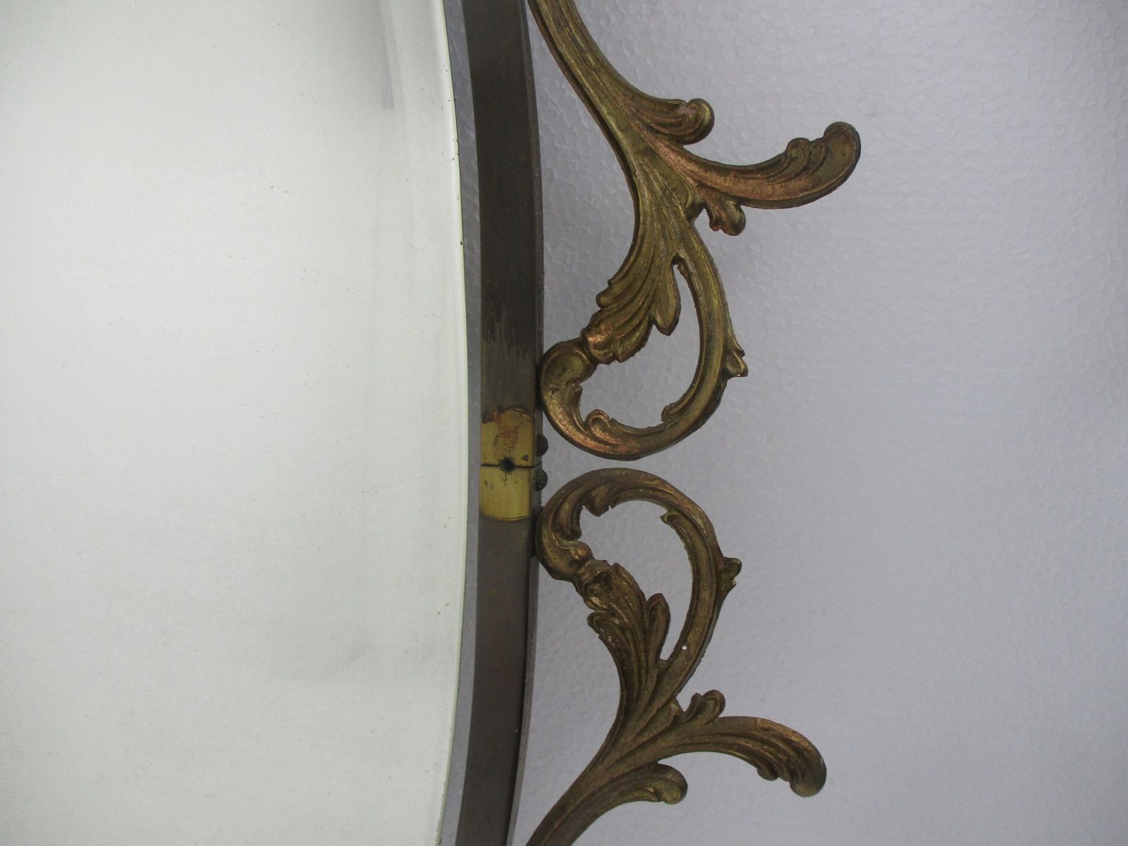 Large  Ornate Oval Brass Wall Hanging Mirror Hollywood Regency Gorgeous Extremel photo for sale