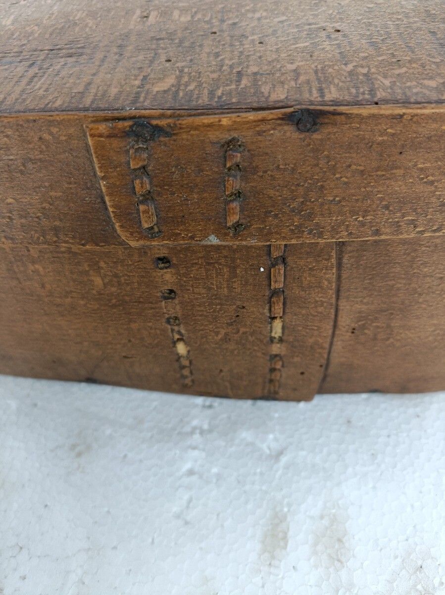 Antique Oval Wooden Cheese Box Bent Wood Primitive Htf Art Nouveau photo Home Decor
