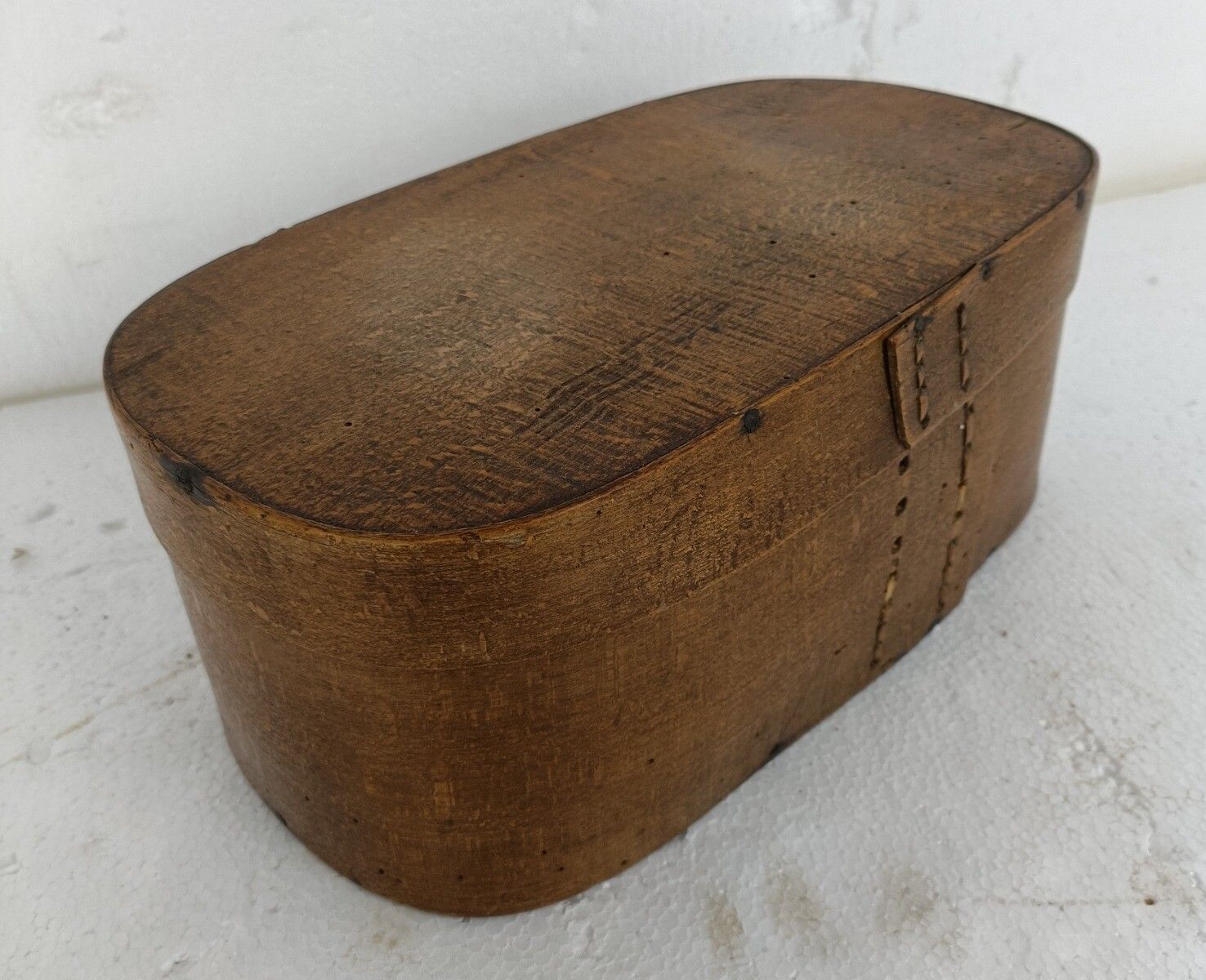 Antique Oval Wooden Cheese Box Bent Wood Primitive Htf Art Nouveau photo 121.0