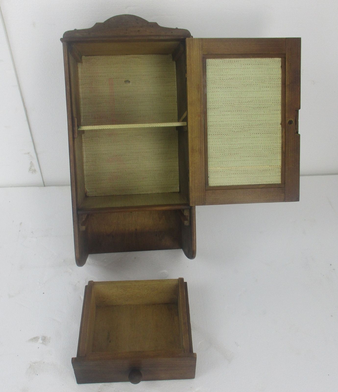 Small Kitchen Medicine Apothecary Bathroom Cabinet Carved Wood Beveled Glass Lov photo buy