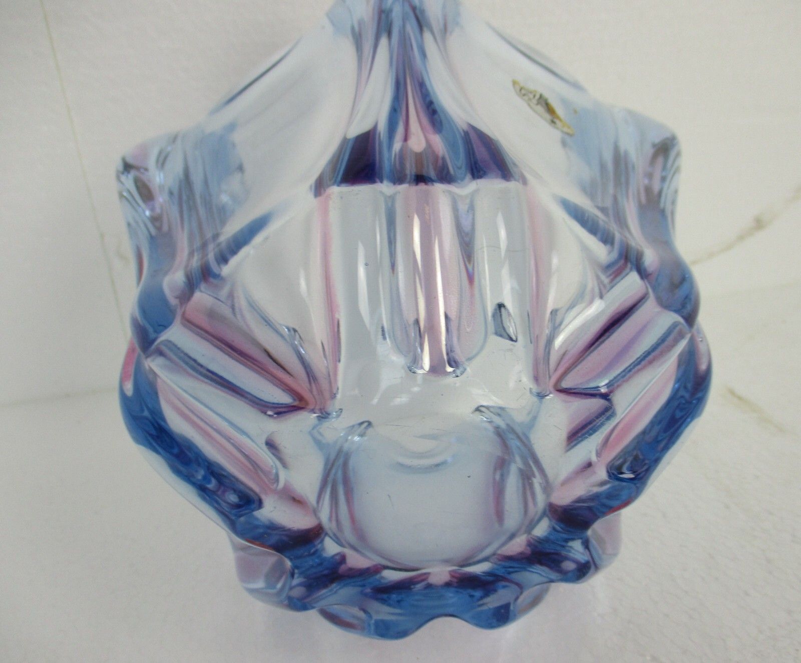 Italian Cranberry Blue Bowl Dish Centerpiece Murano Seguso Art Glass Modernist photo buy