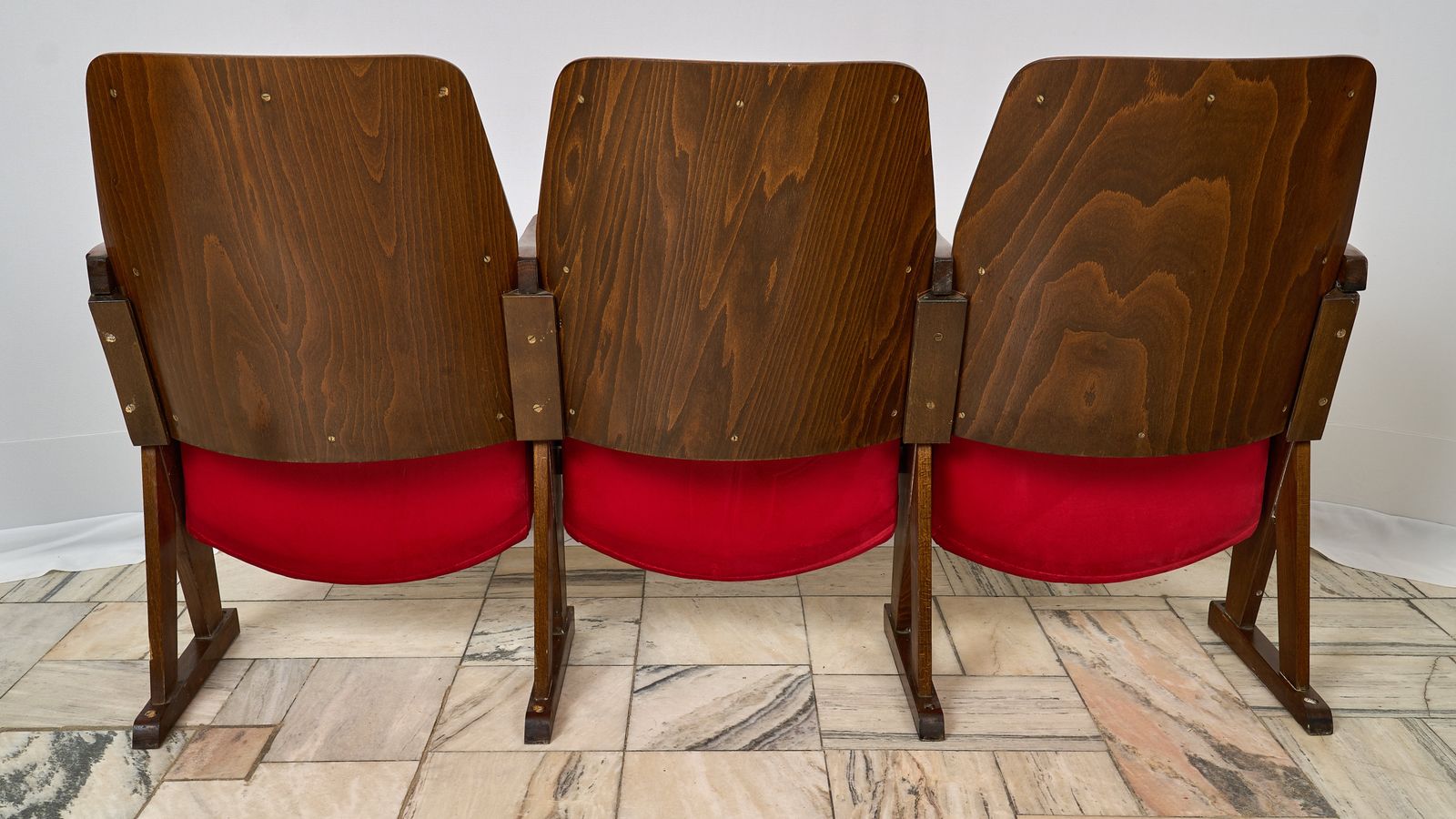 Cinema Armchairs  3 Seater Folding Chairs Czechoslovakia 1970s photo furniture