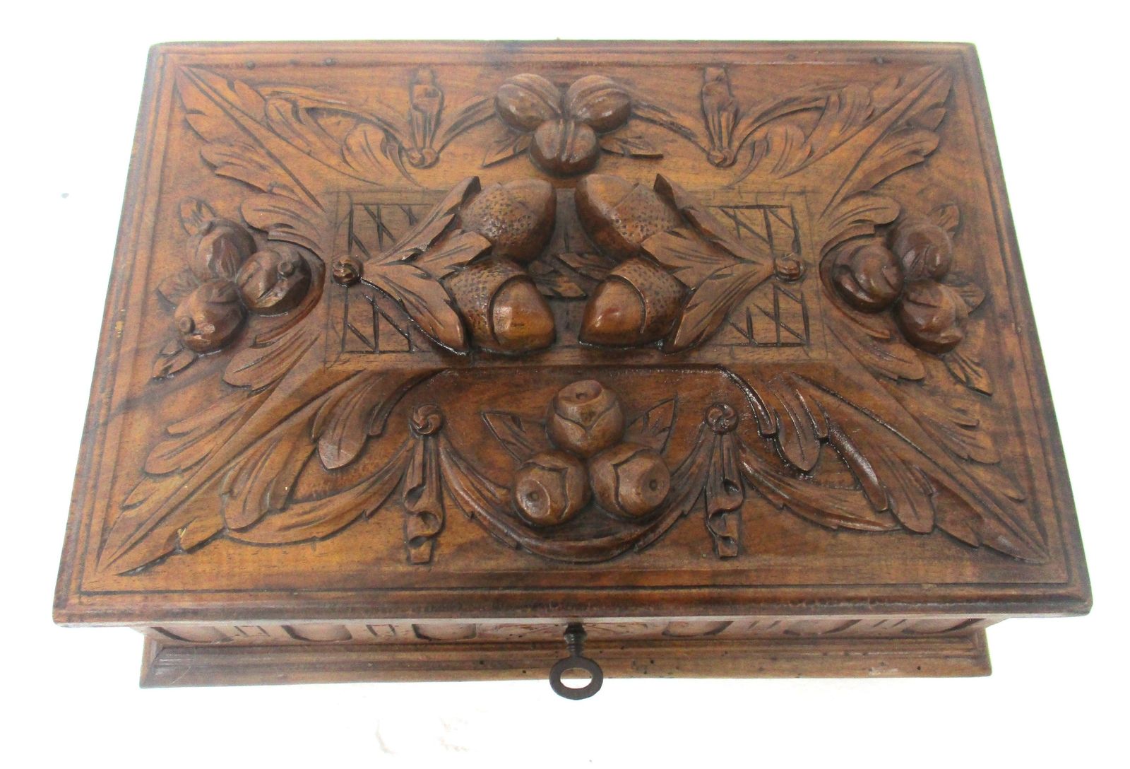 Hand Carved Wooden Trinket  Box Ornate Antique Breton Large High Relief Stunning photo Home Decor