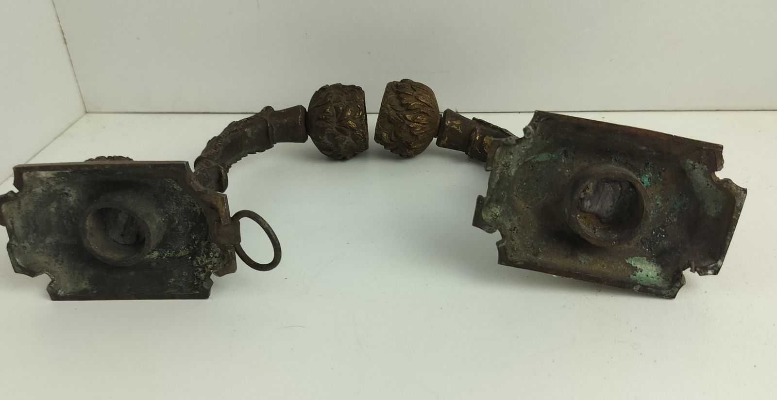 18th Century Antique Brass Wall Mounted Candle Holders Ornate Rare photo buy