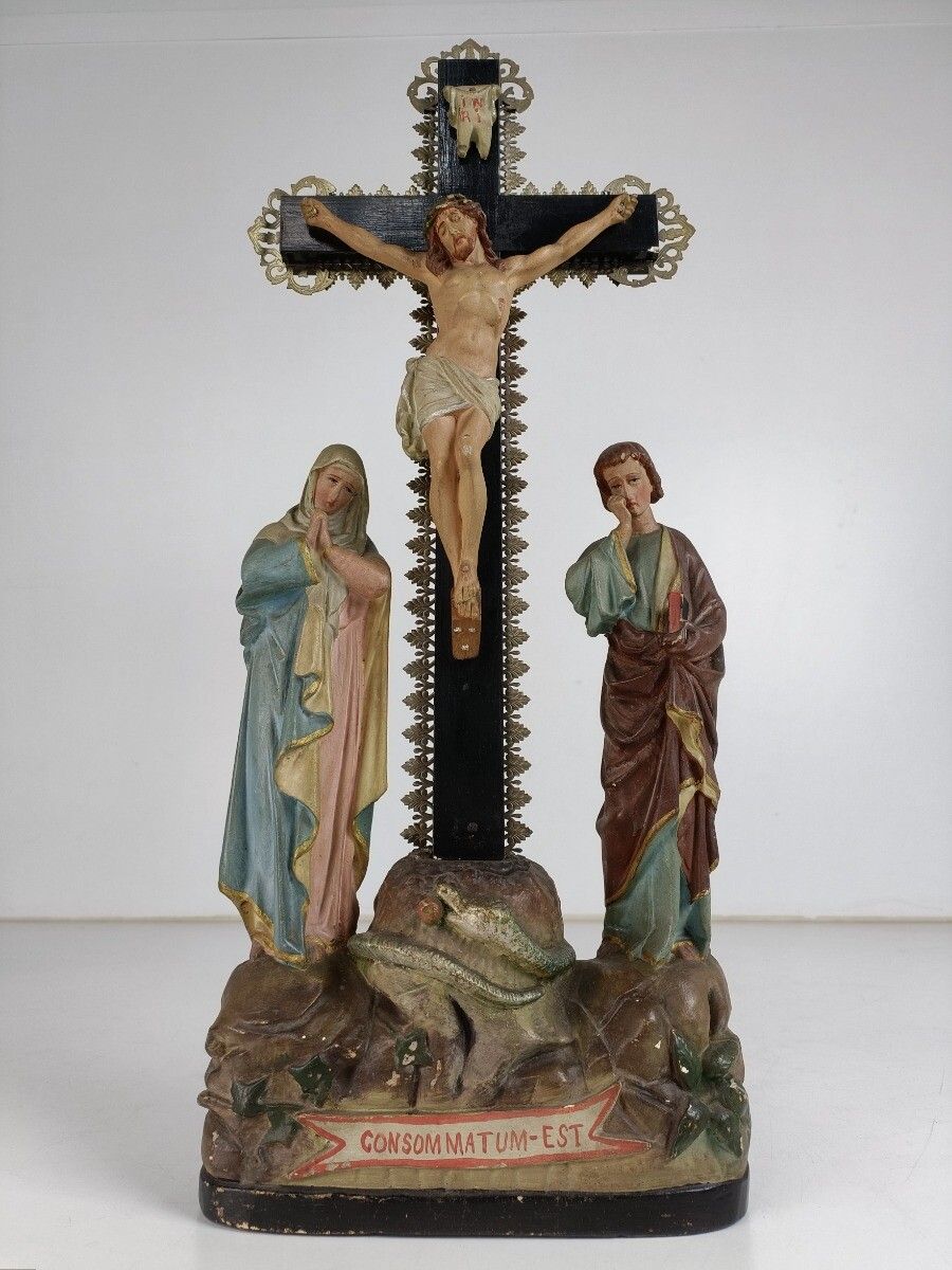 Calvary Crucifix Christ Crucifixion Mary Magdalene St John Consummatum  Est Plas photo buy