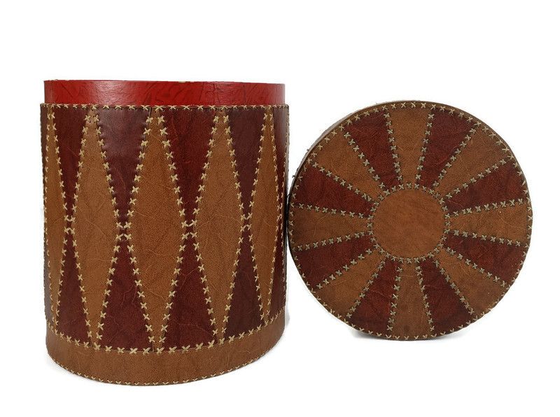Retro Patchwork Footstool Stool Pouf Cut And Sew Ottoman Seat Vintage Funky Orga
