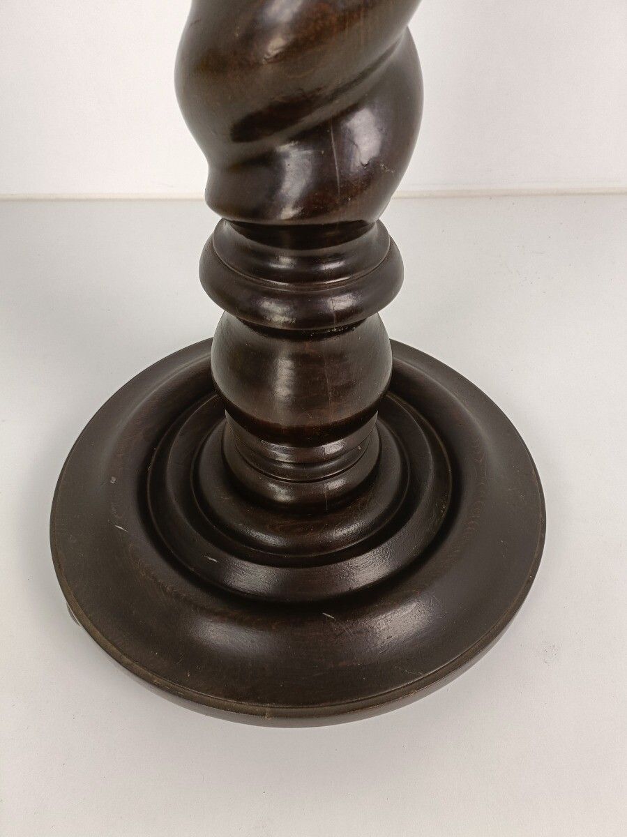 Hand Carved Wood Barley Twist Pedestal Display Side Table Plant Stand Barn Farmh photo Furniture