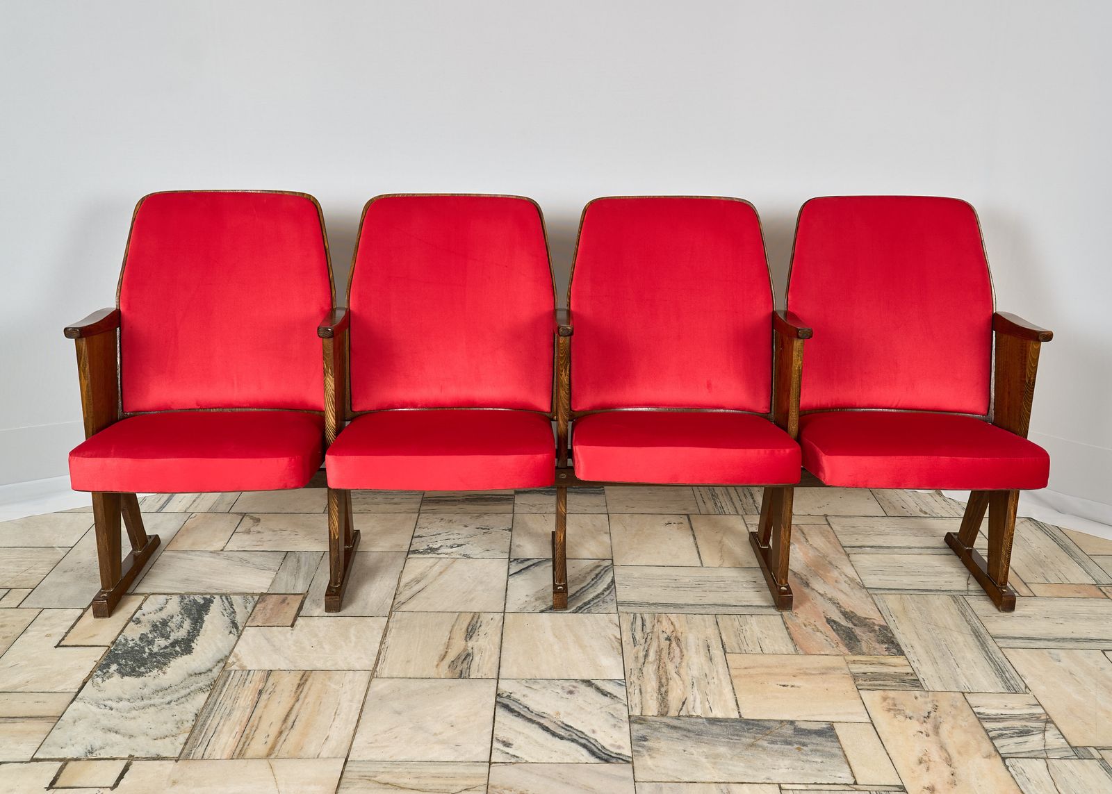 Cinema Armchairs 4 Seater Folding Chairs Czechoslovakia 1970s