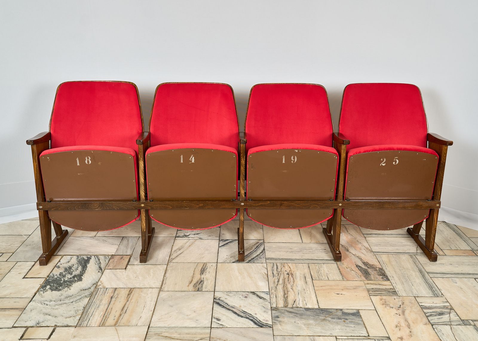 Cinema Armchairs 4 Seater Folding Chairs Czechoslovakia 1970s photo for sale