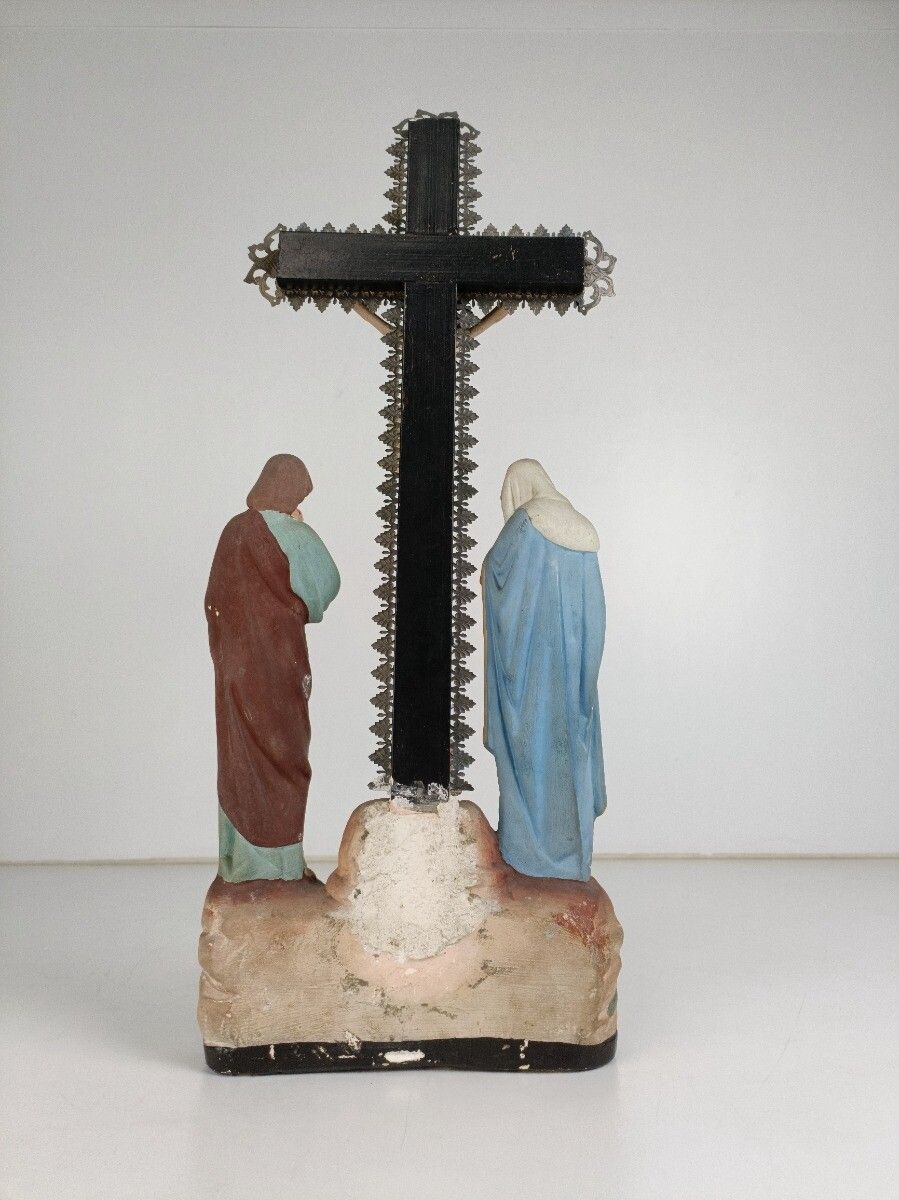 photo furniture Calvary Crucifix Christ Crucifixion Mary Magdalene St John The Apostle  Plaster