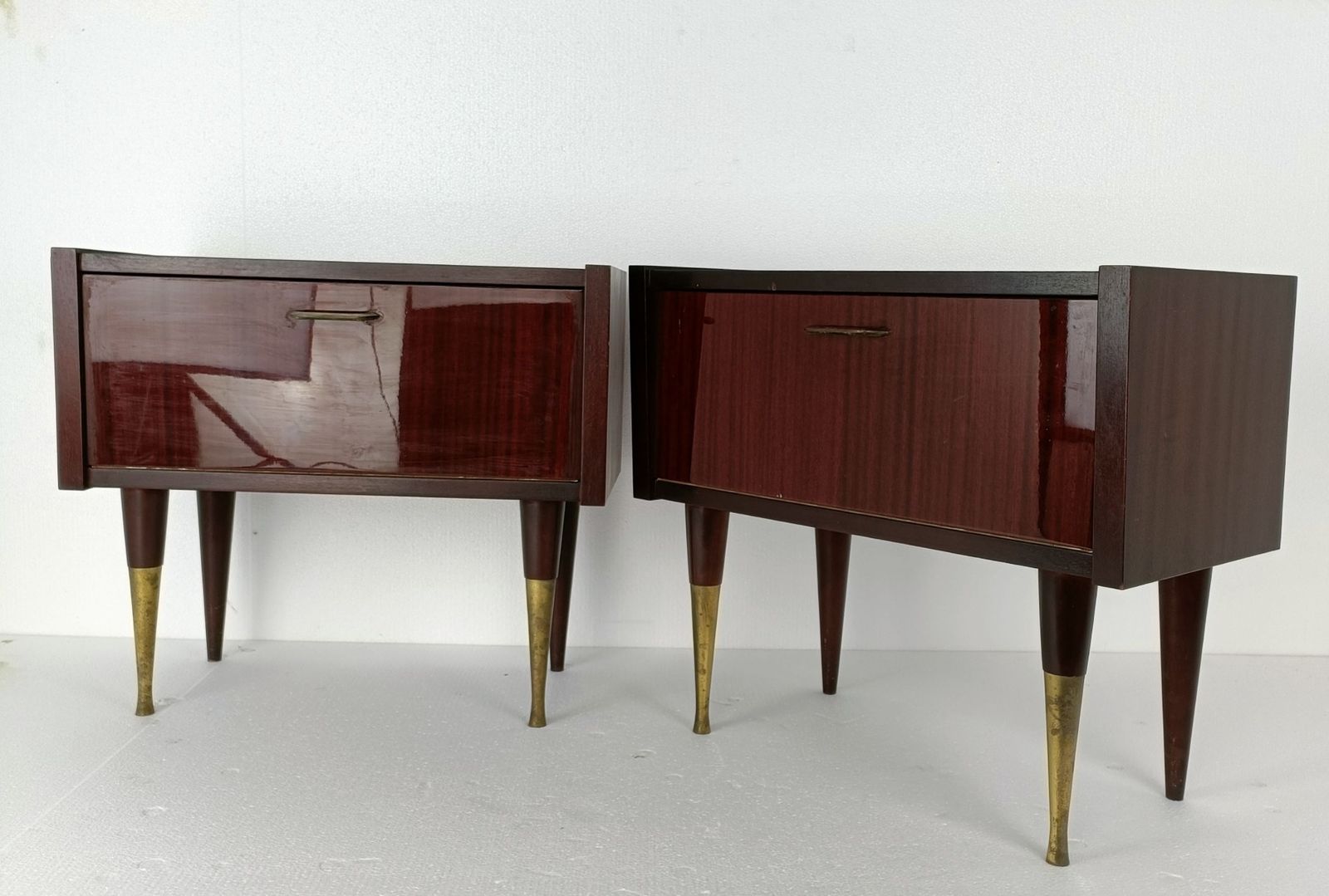 Pair Couple Vintage Nightstands End Tables Mid Century Modern Wood Retro Wow Lac photo Furniture